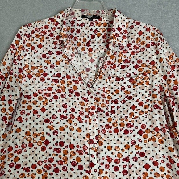 Velvet Heart Top Women Sz Large Fall Colors Roll Tab Sleeves Cranberry Pumpkin - Picture 4 of 16